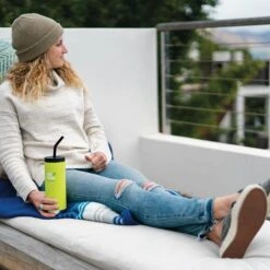 Klean Kanteen Insulated TK Wide With Café Cap 473ml - Brushed Steel -Cheap Cook N Camp Store K16TKWPCC JP lounging straw lifestyle