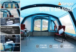 Vango Rome II 650XL Airbeam Tent - With Free Footprint -Cheap Cook N Camp Store RomeIIAir650XLlowres small